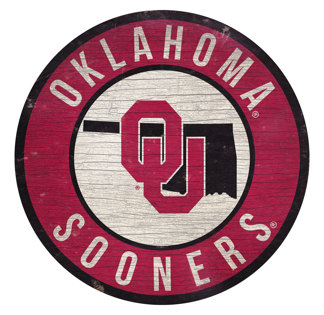 Fan Creations Oklahoma Sooners 12 Inch Round State Design Wood Sign